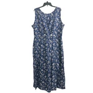 Woolrich Navy Blue & White Floral Bandana Print Outdoor Maxi Dress Womans XL VTG